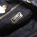 PRADA Hand Bag Leather 2way Black Gold Auth ka4866-20