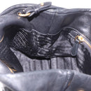 PRADA Hand Bag Leather 2way Black Gold Auth ka4866-21
