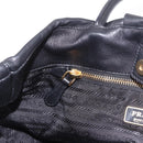 PRADA Hand Bag Leather 2way Black Gold Auth ka4866-23