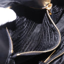 PRADA Hand Bag Leather 2way Black Gold Auth ka4866-26