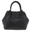 PRADA Hand Bag Leather 2way Black Gold Auth ka4866-2