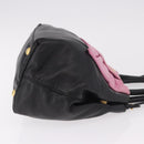 PRADA Hand Bag Leather 2way Black Gold Auth ka4866-3