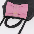 PRADA Hand Bag Leather 2way Black Gold Auth ka4866-6