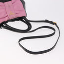 PRADA Hand Bag Leather 2way Black Gold Auth ka4866-8