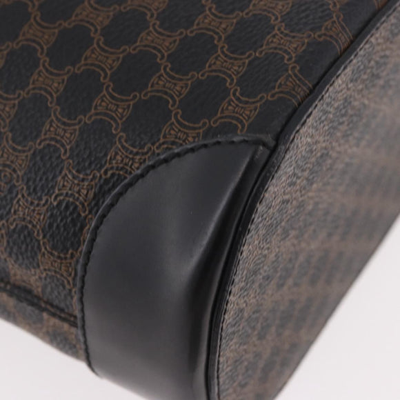 CELINE Macadam Canvas Tote Bag PVC Leather Black Gold Auth ka4867A