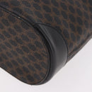 CELINE Macadam Canvas Tote Bag PVC Leather Black Gold Auth ka4867A-14