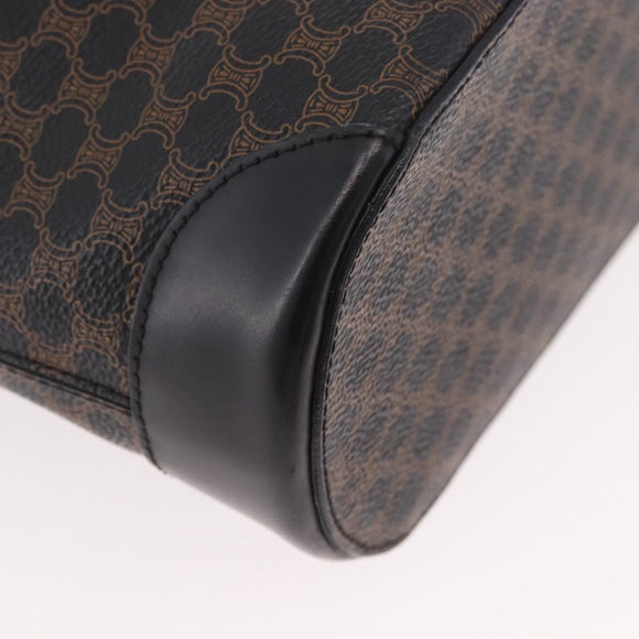 CELINE Macadam Canvas Tote Bag PVC Leather Black Gold Auth ka4867A