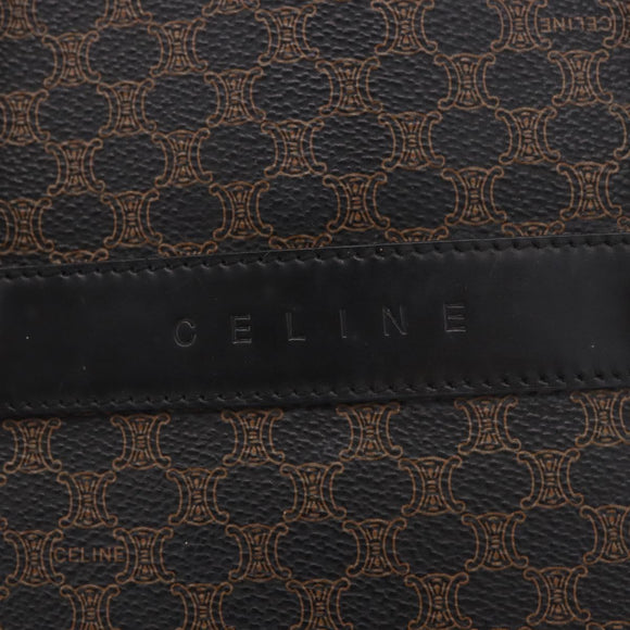 CELINE Macadam Canvas Tote Bag PVC Leather Black Gold Auth ka4867A