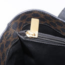 CELINE Macadam Canvas Tote Bag PVC Leather Black Gold Auth ka4867A-23
