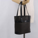 CELINE Macadam Canvas Tote Bag PVC Leather Black Gold Auth ka4867A-25