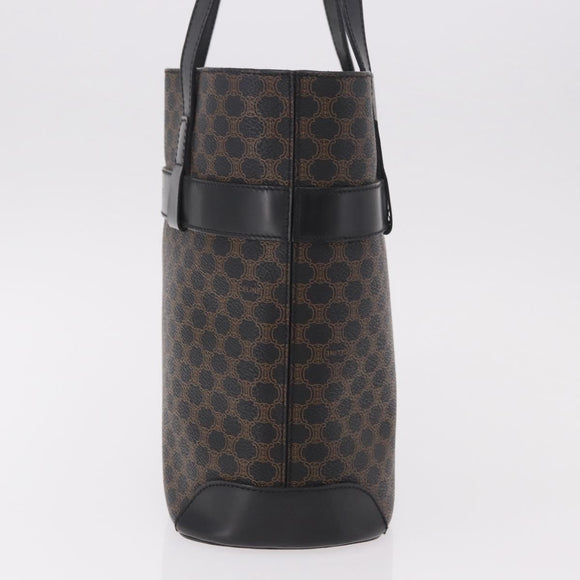 CELINE Macadam Canvas Tote Bag PVC Leather Black Gold Auth ka4867A