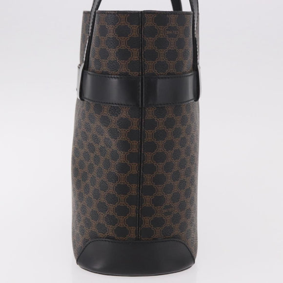 CELINE Macadam Canvas Tote Bag PVC Leather Black Gold Auth ka4867A
