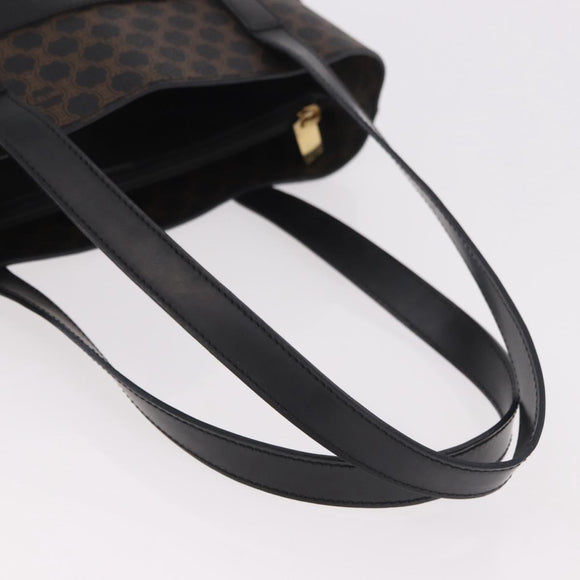 CELINE Macadam Canvas Tote Bag PVC Leather Black Gold Auth ka4867A