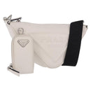 PRADA Shoulder Bag Leather White Silver Auth ka4868V-1