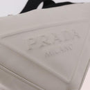PRADA Shoulder Bag Leather White Silver Auth ka4868V-18