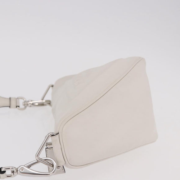 PRADA Shoulder Bag Leather White Silver Auth ka4868V