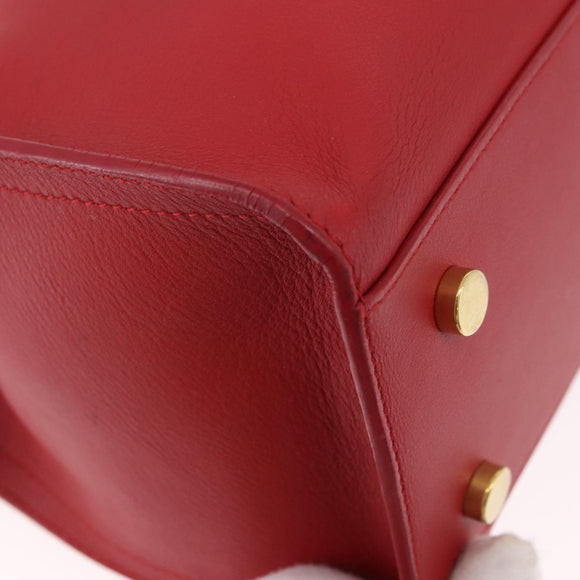 SAINT LAURENT Baby Cabas Handtas Leer 2-weg Rood Goud Auth ka4869V