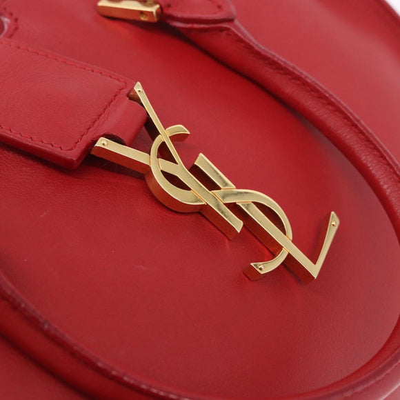SAINT LAURENT Baby Cabas Handtas Leer 2-weg Rood Goud Auth ka4869V