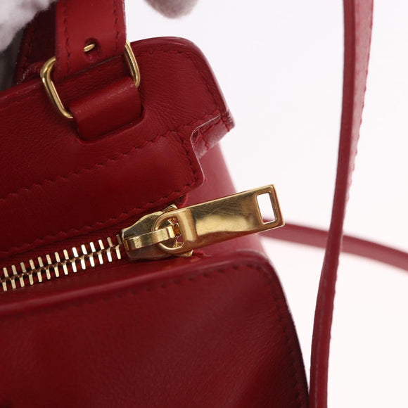 SAINT LAURENT Baby Cabas Handtas Leer 2-weg Rood Goud Auth ka4869V