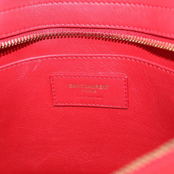 SAINT LAURENT Baby Cabas Handtas Leer 2-weg Rood Goud Auth ka4869V