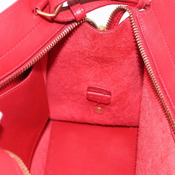 SAINT LAURENT Baby Cabas Handtas Leer 2-weg Rood Goud Auth ka4869V