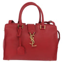 SAINT LAURENT Baby Cabas Handtas Leer 2-weg Rood Goud Auth ka4869V-13