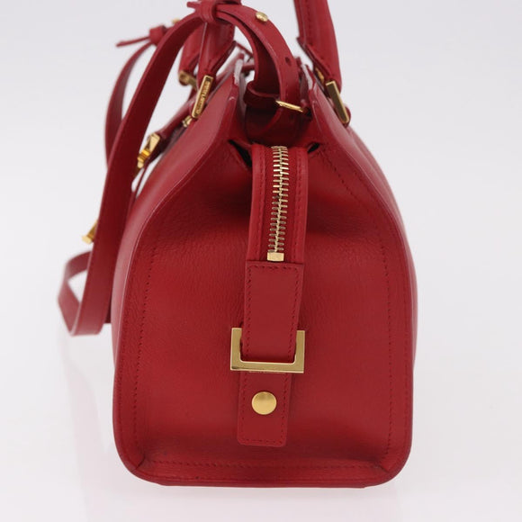 SAINT LAURENT Baby Cabas Handtas Leer 2-weg Rood Goud Auth ka4869V