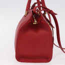 SAINT LAURENT Baby Cabas Handtas Leer 2-weg Rood Goud Auth ka4869V-4