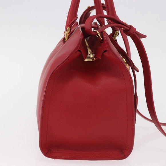SAINT LAURENT Baby Cabas Handtas Leer 2-weg Rood Goud Auth ka4869V