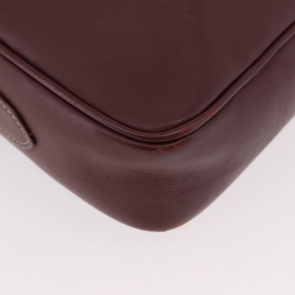 CARTIER Must Line Shoulder Bag Leather Bordeaux Gold Auth ka4870