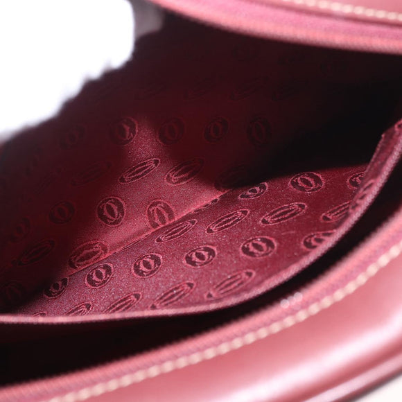 CARTIER Must Line Shoulder Bag Leather Bordeaux Gold Auth ka4870