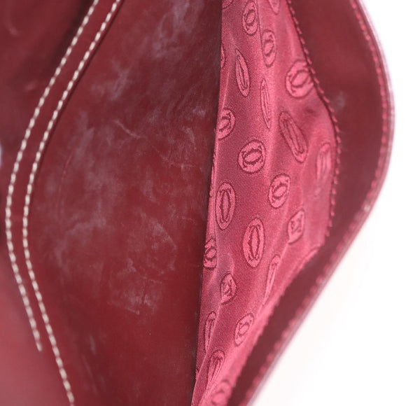 CARTIER Must Line Shoulder Bag Leather Bordeaux Gold Auth ka4870