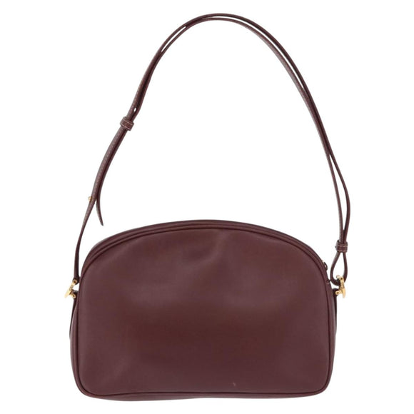 CARTIER Must Line Shoulder Bag Leather Bordeaux Gold Auth ka4870