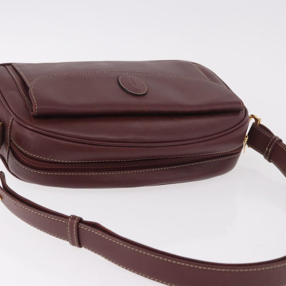 CARTIER Must Line Shoulder Bag Leather Bordeaux Gold Auth ka4870