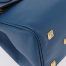 Salvatore Ferragamo Gancini Studio bag Bag Leather 2way Blue Gold Auth ka4871V-15