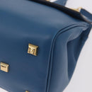 Salvatore Ferragamo Gancini Studio bag Bag Leather 2way Blue Gold Auth ka4871V-16