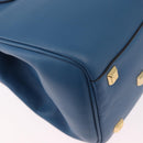 Salvatore Ferragamo Gancini Studio bag Bag Leather 2way Blue Gold Auth ka4871V-17