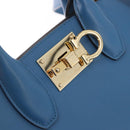 Salvatore Ferragamo Gancini Studio bag Bag Leather 2way Blue Gold Auth ka4871V-19