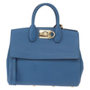 Salvatore Ferragamo Gancini Studio bag Bag Leather 2way Blue Gold Auth ka4871V-13