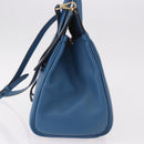 Salvatore Ferragamo Gancini Studio bag Bag Leather 2way Blue Gold Auth ka4871V-3