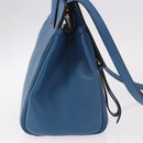 Salvatore Ferragamo Gancini Studio bag Bag Leather 2way Blue Gold Auth ka4871V-4