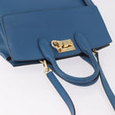 Salvatore Ferragamo Gancini Studio bag Bag Leather 2way Blue Gold Auth ka4871V-6