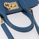 Salvatore Ferragamo Gancini Studio bag Bag Leather 2way Blue Gold Auth ka4871V-7