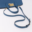 Salvatore Ferragamo Gancini Studio bag Bag Leather 2way Blue Gold Auth ka4871V-9
