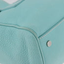 TIFFANY&Co. Hand Bag Leather Turquoise Blue Silver Auth ka4872A-9