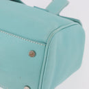 TIFFANY&Co. Hand Bag Leather Turquoise Blue Silver Auth ka4872A-14