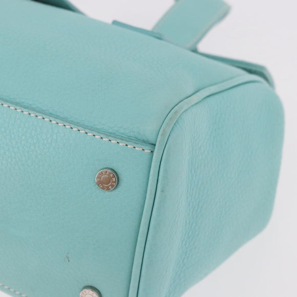 TIFFANY&Co. Hand Bag Leather Turquoise Blue Silver Auth ka4872A