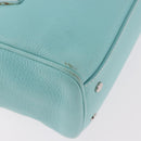 TIFFANY&Co. Hand Bag Leather Turquoise Blue Silver Auth ka4872A-15