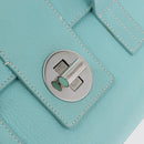TIFFANY&Co. Hand Bag Leather Turquoise Blue Silver Auth ka4872A-17