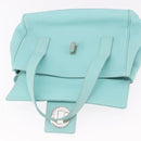 TIFFANY&Co. Hand Bag Leather Turquoise Blue Silver Auth ka4872A-10